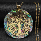 Colar com pendente árvore da vida em resina com efeito madrepérola 