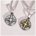 Collier avec Pendentif Boussole Rose des Vents pour Homme or