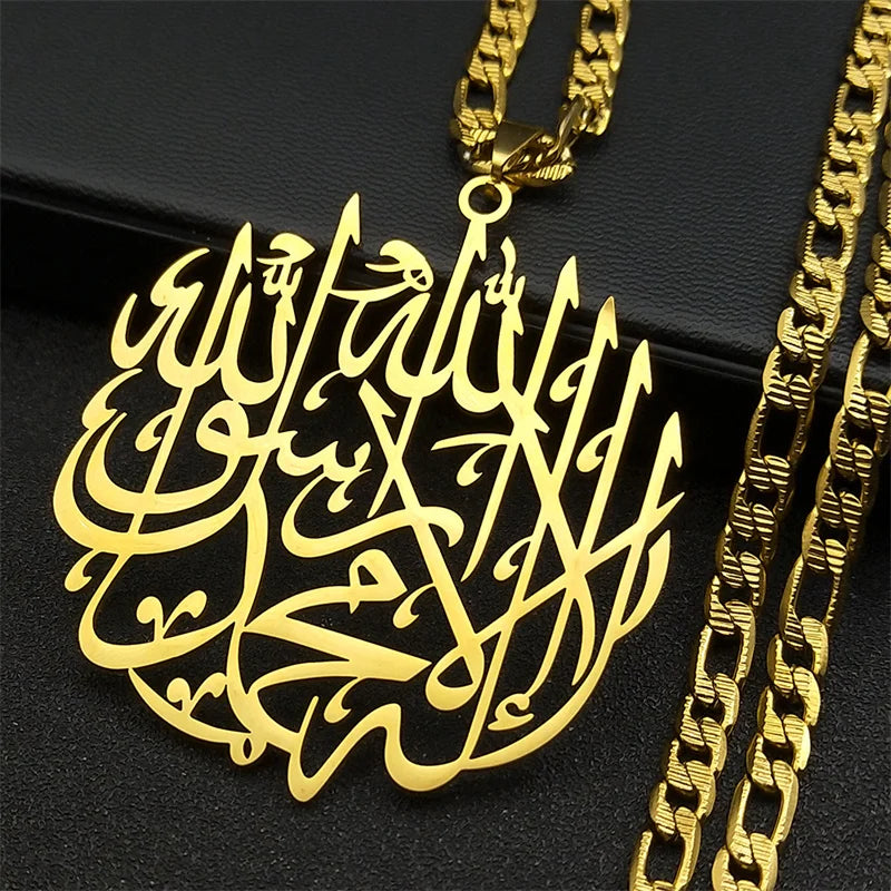 Collier avec pendentif calligraphique Ayatul Kursi arabe or
