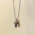 Collier avec Pendentif Champignon Automnale oeil de tigre