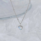 Collier avec Pendentif Coeur Fertilité Pierre de Lune chaîne avec perles