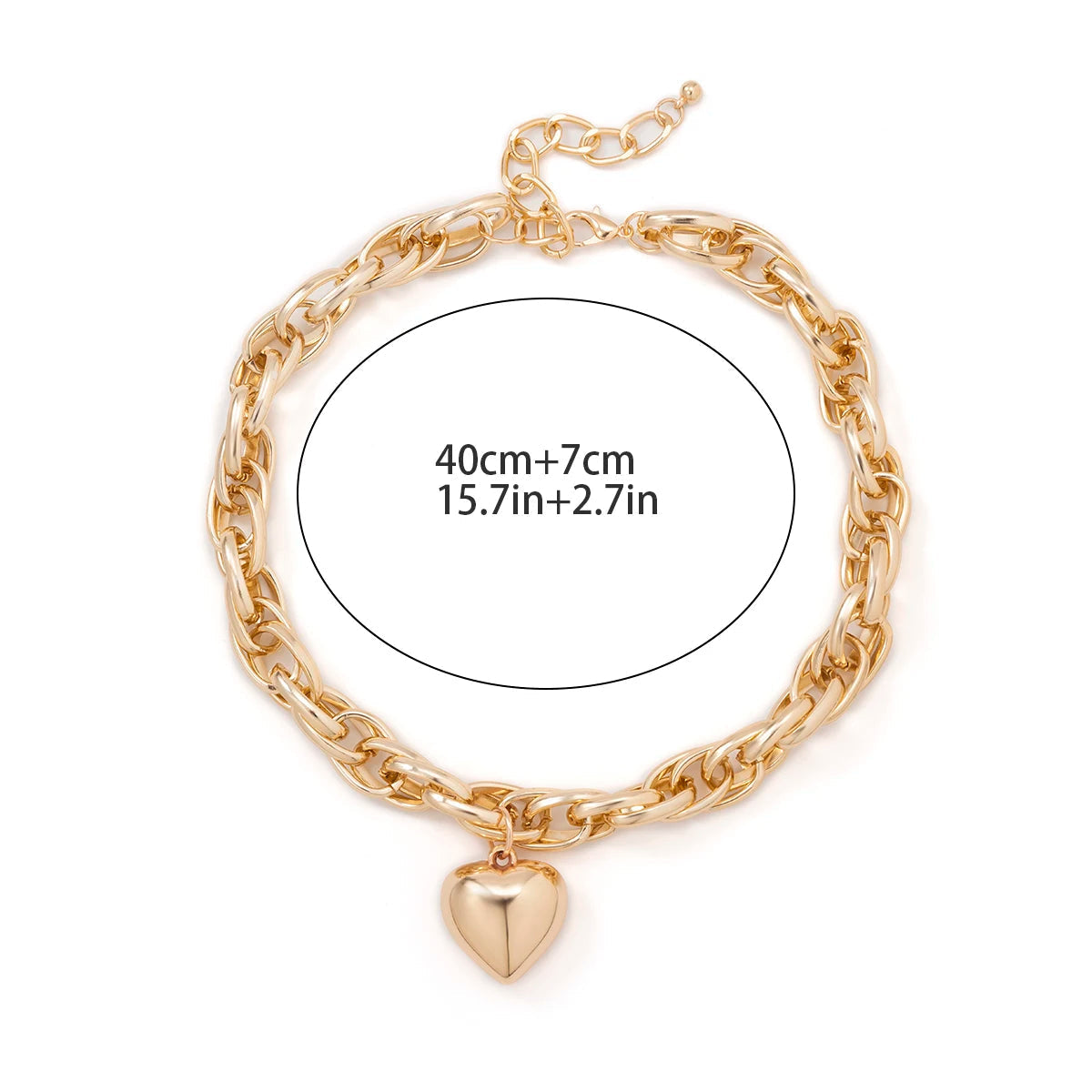 Collier avec pendentif cœur urbain chic