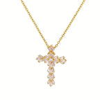 Collana con ciondolo croce cristalli oro