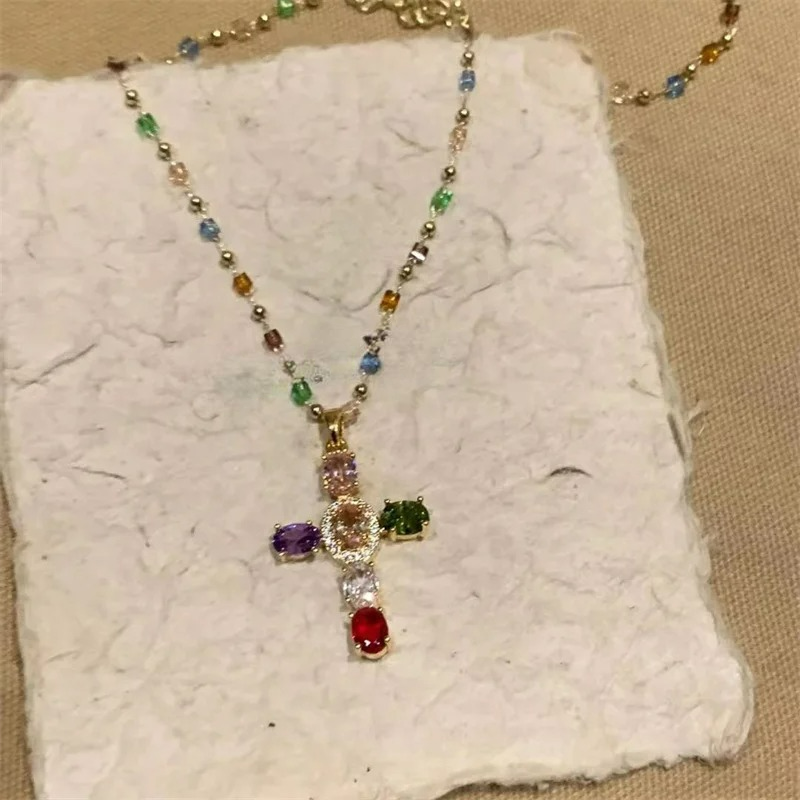 Collana con Ciondolo Croce in Zircone Donna