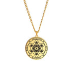 Collier avec Pendentif Cube Métatron or