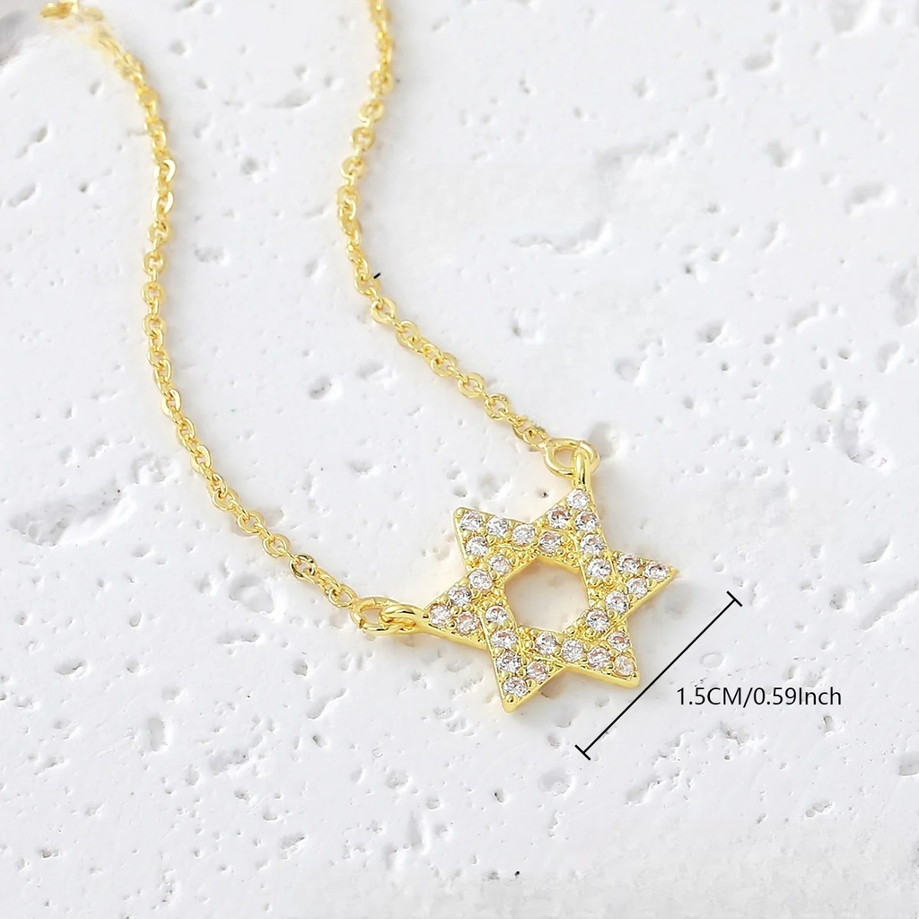 Necklace with a rhinestone Star of David pendant Jewish symbol
