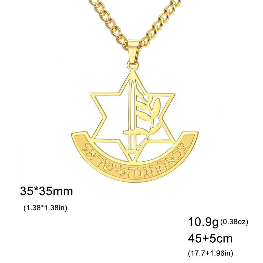 Halskette mit Anhänger des Davidsterns und symbolischer jüdischer Lilienblume in Gold