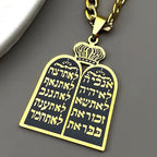 Necklace with Jewish prayer pendant the 10 commandments of the Torah gold