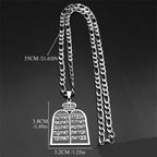 Necklace with Jewish prayer pendant the 10 commandments of the Torah