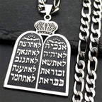 Necklace with Jewish prayer pendant the 10 commandments of the Torah silver
