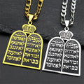 Necklace with Jewish prayer pendant the 10 commandments of the Torah gold