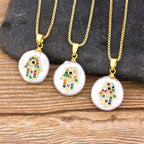Halsband med färgad arabisk Fatmas hand-skyddsberlock