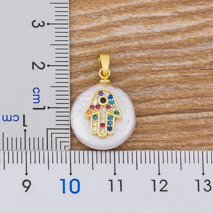 Halsband med färgad arabisk Fatmas hand-skyddsberlock