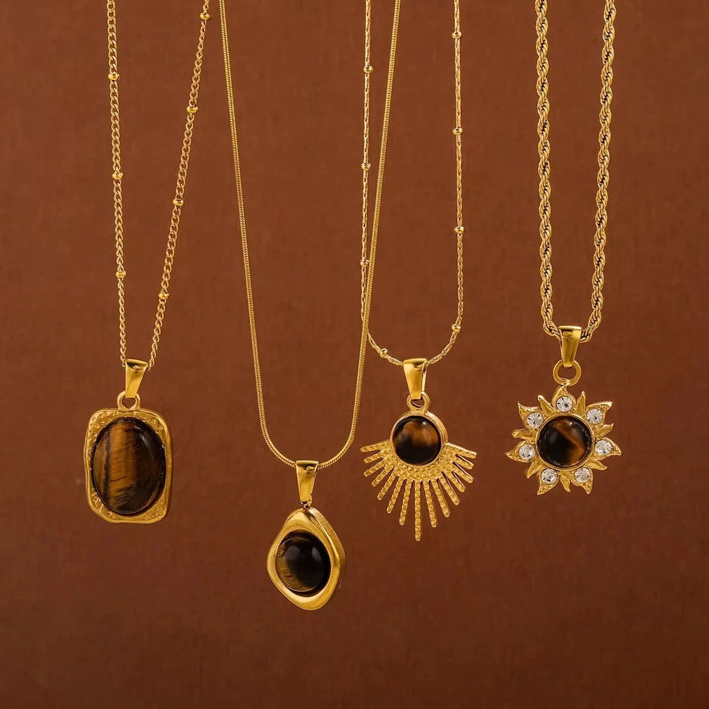 Collana con Ciondolo di Protezione Occhio di Tigre per Donna D