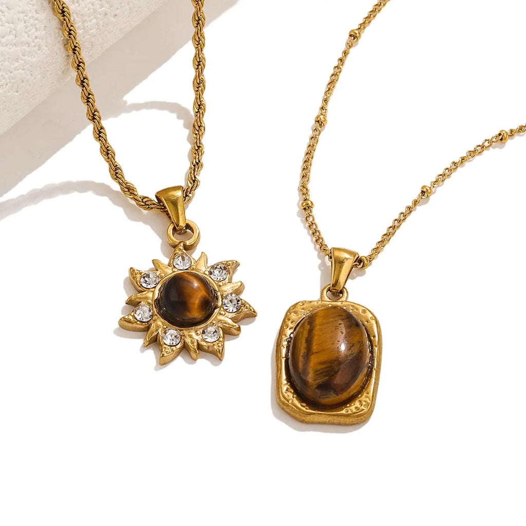 Collana con Ciondolo di Protezione Occhio di Tigre per Donna C