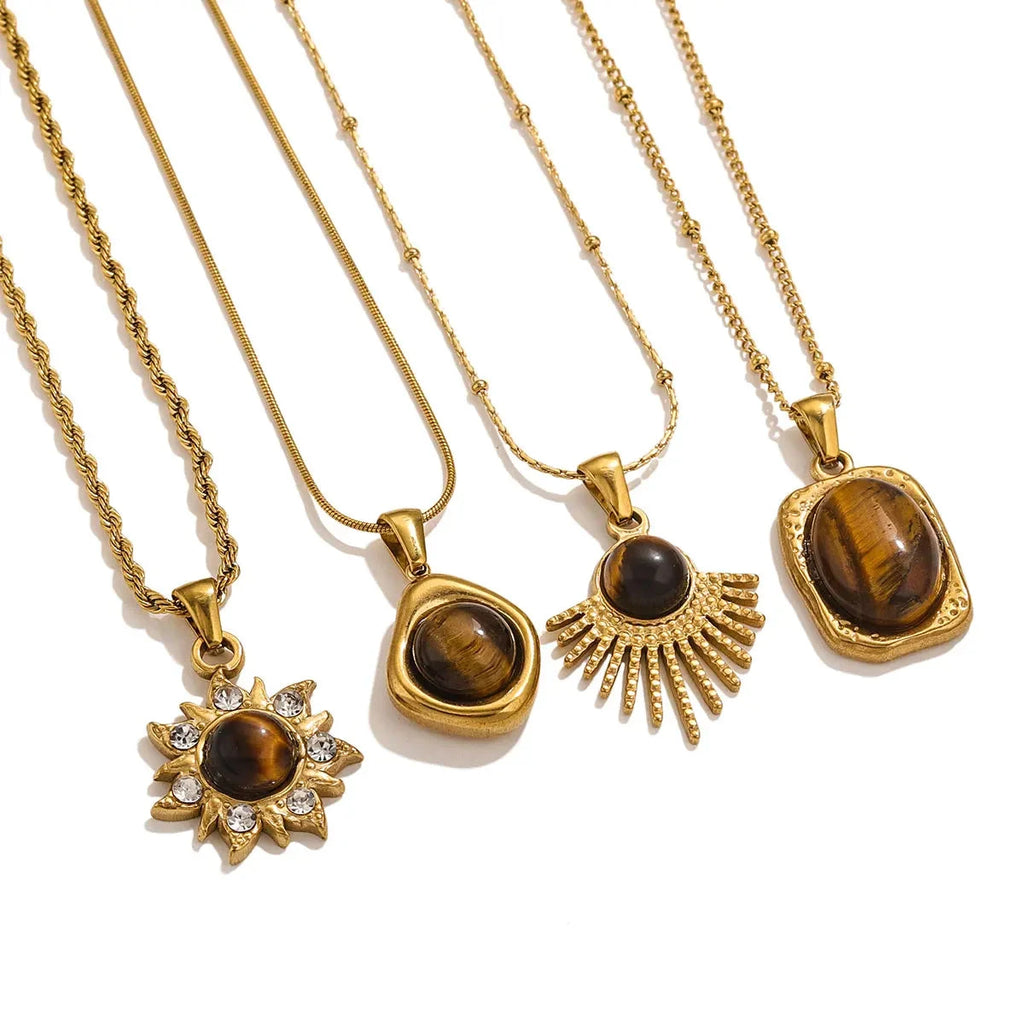 Collana con Ciondolo di Protezione Occhio di Tigre per Donna B