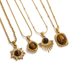 Collana con Ciondolo di Protezione Occhio di Tigre per Donna B