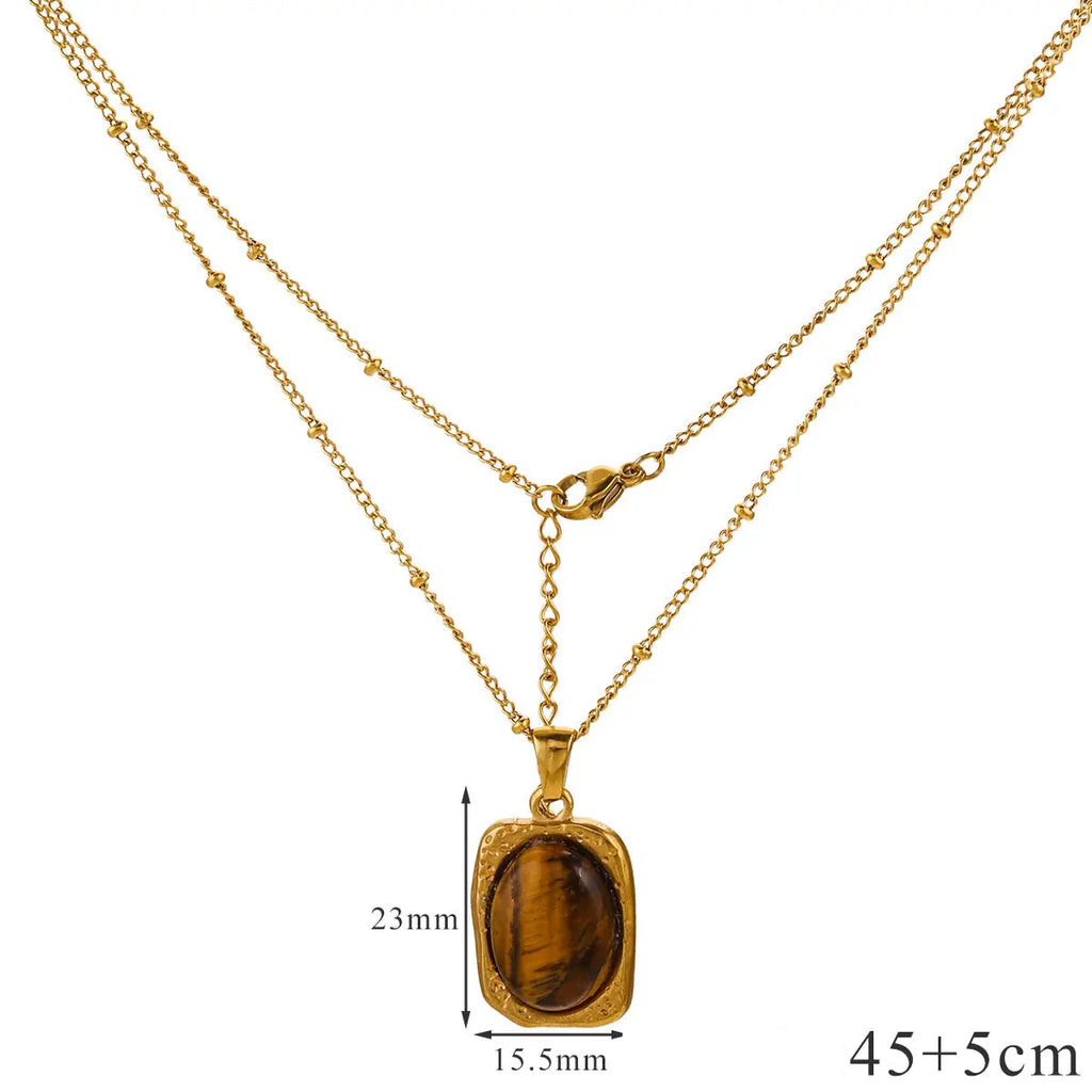 Collana con Ciondolo di Protezione Occhio di Tigre per Donna C