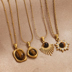 Collana con Ciondolo di Protezione Occhio di Tigre per Donna B