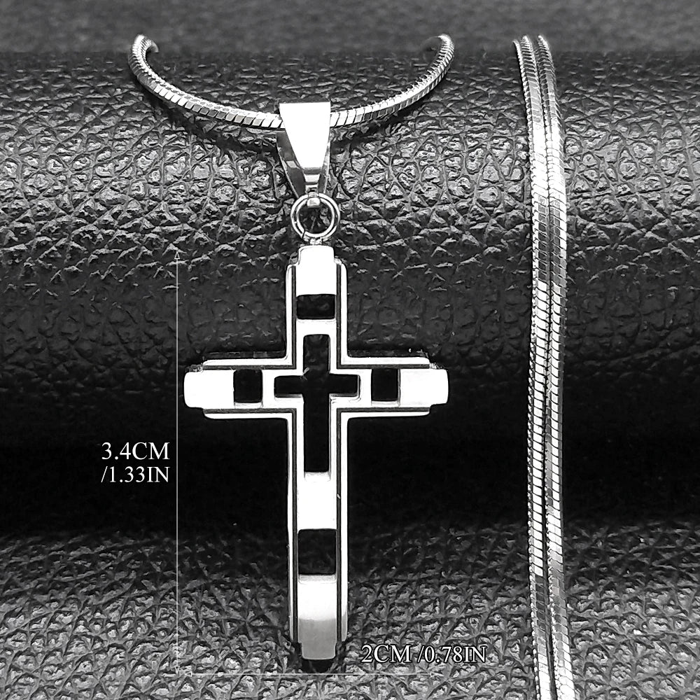 Collier avec pendentif double croix argent
