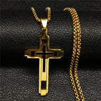 Collier avec pendentif double croix or