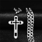 Collier avec pendentif double croix argent