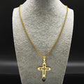 Collier avec pendentif double croix or