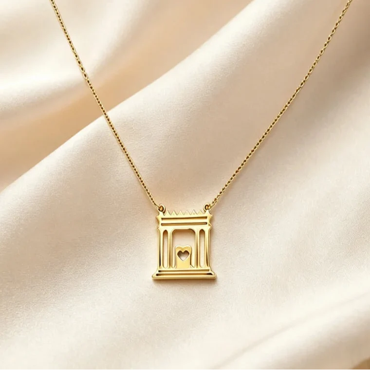 Halskette mit Anhänger des heiligen Tempels von Jerusalem "Der Beit Hamikdash" jüdisch Gold