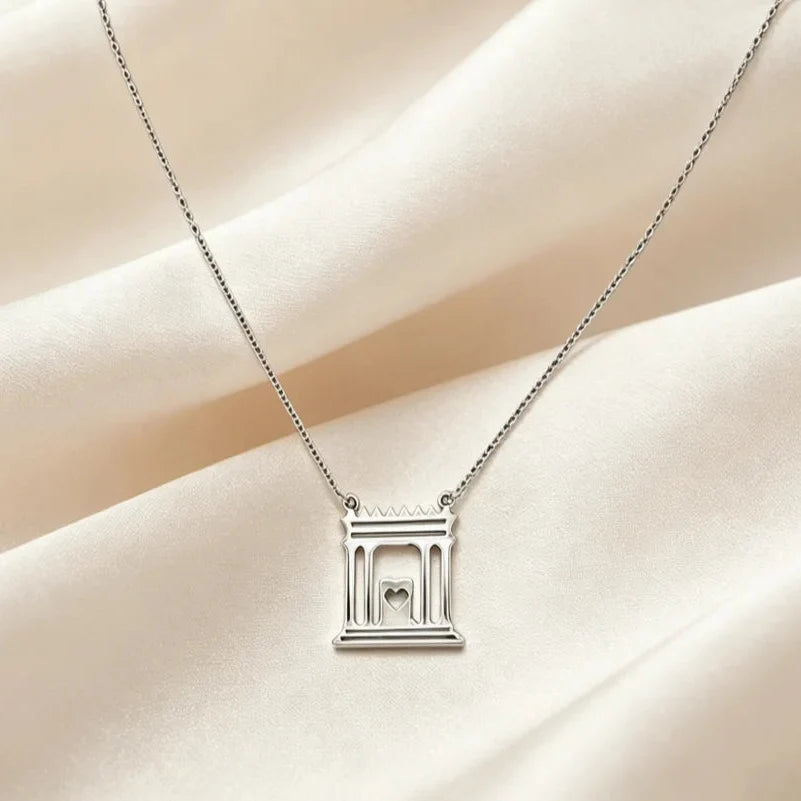 Halskette mit Anhänger des heiligen Tempels von Jerusalem "Der Beit Hamikdash" jüdisch Silber