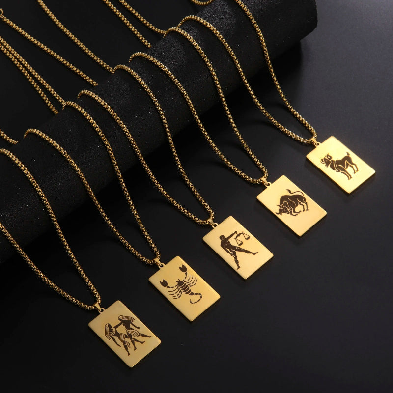 Collier avec Pendentif Elégant Signe du Zodiaque Astrologique