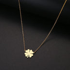 Collier avec Pendentif en Feuille de Trèfle Porte Bonheur or