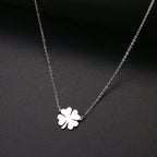 Collier avec Pendentif en Feuille de Trèfle Porte Bonheur argent