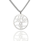 Necklace with pendant in Hebrew letters, Chai and the Star of David Jewish symbols silver