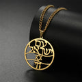 Necklace with pendant in Hebrew letters, Chai and the Star of David Jewish symbols gold