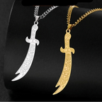 Collier avec pendentif épée d'Ali Zulfikar arabe islam musulman argent