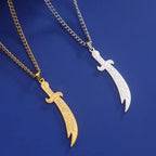 Collier avec pendentif épée d'Ali Zulfikar arabe islam musulman or