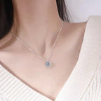 Collier avec Pendentif Etoile en Pierre de Lune et Zircon pour Femme argent