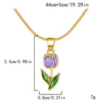 Necklace with colored enamel tulip flower pendant