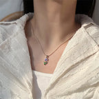 Necklace with colored enamel tulip flower pendant