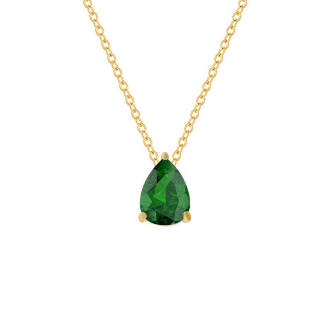 Collier avec Pendentif Goutte d'Eau en Zircon Pierre de Naissance