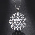 Necklace with pendant engraved with the Jewish symbols Star of David and Chai