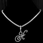 Collana girocollo con pendente iniziale e strass h
