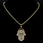 Necklace with pendant for protection against the evil <span data-glossary-id="oeil">eye</span> and Arab Muslim Fatma's hand gold
