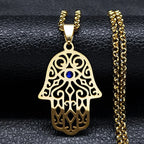 Necklace with pendant for protection against the evil <span data-glossary-id="oeil">eye</span> and Arab Muslim Fatma's hand gold