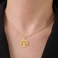 Collier avec Pendentif Rond Arbre de Vie Homme ou Femme or