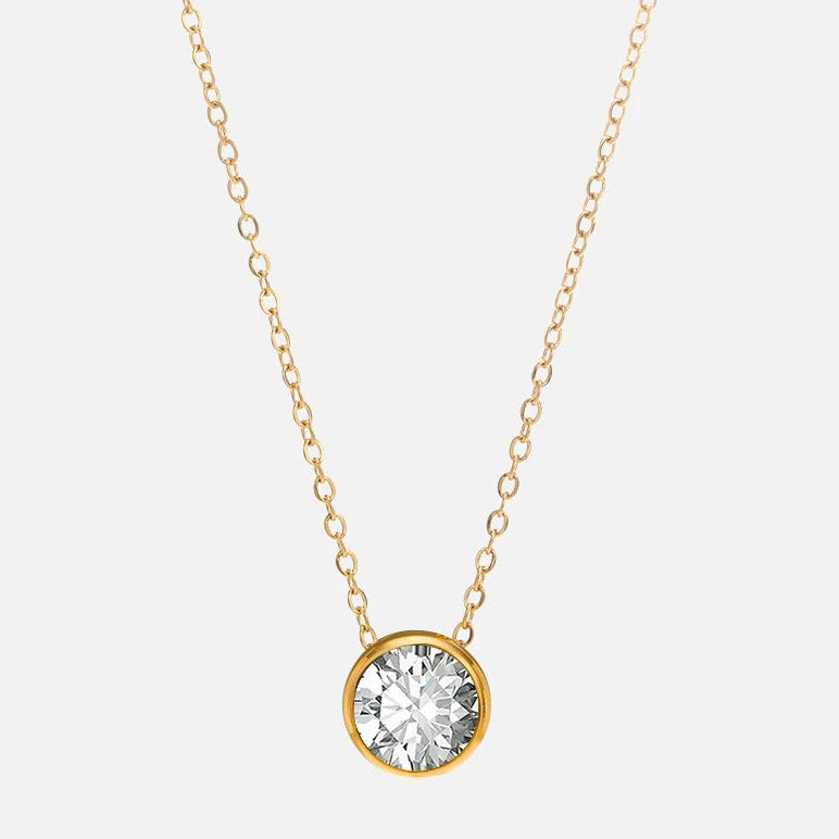 Collier avec pendentif rond pierre de naissance pour femme
