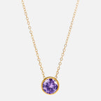 Collier avec pendentif rond pierre de naissance pour femme