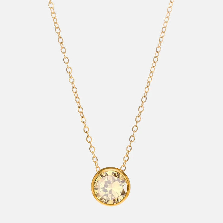 Collier avec pendentif rond pierre de naissance pour femme