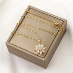 Collier avec Pendentif Rotatif Fleur Anti-Stress pour Femme