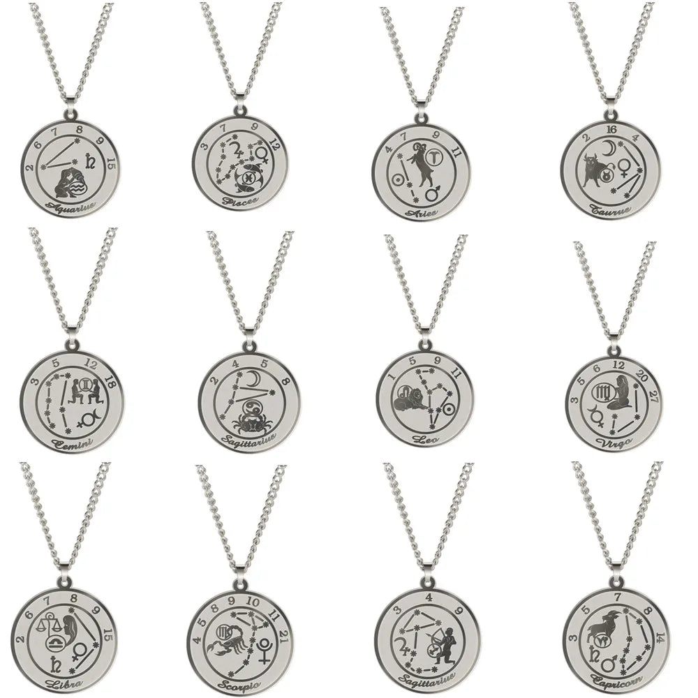 Collier avec Pendentif Signe du Zodiaque Astrologique Homme ou Femme
